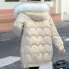 НОВАЯ женская блестящая хлопковая куртка-пуховик, зимнее новое пальто с меховым воротником и капюшоном, женские теплые парки, модное повседневное свободное длинное пальто