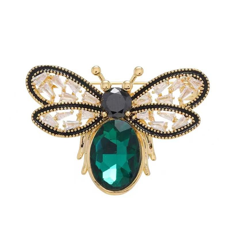 Милая зелено-желтая брошь в виде пчелы с хвостом, булавки для женщин, винтажные шпильки для воротника, женские вечерние ювелирные изделия, подарок