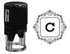 Printtoo C Alphabet Monogram Initial Square Swirl Border R-40 Self Inking Rubber Stamp Office