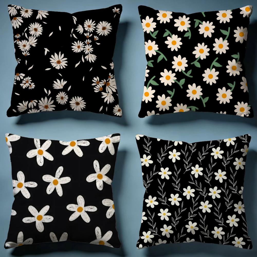 Daisy Flowers Cushion Cover Soft Decorative Pillow Case Suitable for Bedroom Sofa Car Travel Use