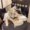 Мода Горячие Продажи Женская Обувь 2025 Туфли-лодочки Ажурные Новейшие Сандалии Женские Квадратный Каблук Баскетбольная Платформа Новые Африканские Блочные Свадебные Летние