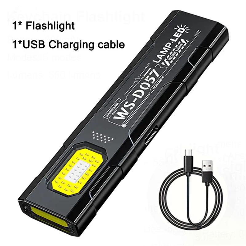 Mini LED Keychain Flashlight Rechargeable EDC Torch with Pen Clip COB Pocket Lantern Work Light with Magnet for Outdoor Camping