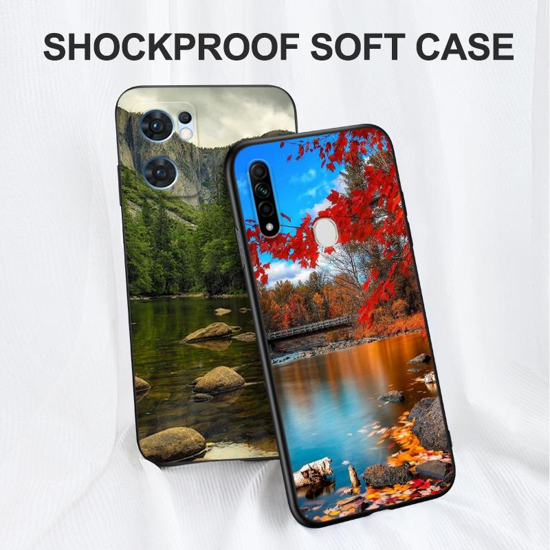 Черный чехол Tpu для OPPO Reno 6 5 3 4 4Z 4F SE 5F 5Z PRO PLUS lite 6 6z 4G 5G горный природный пейзаж