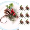 Napkin Rings Set Of 6 Berries Christmas Thanksgiving Holiday Rustic Holders