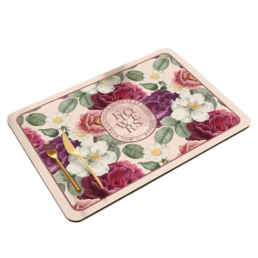 Коврик для сушки с цветочным принтом, нескользящий коврик для сушки посуды, коврик для сушки посуды, кухонный