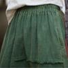 Johnature Women Vintage A-Line Skirts Cotton Linen Solid Color Elastic Waist Skirts Autumn Patchwork Casual Skirts