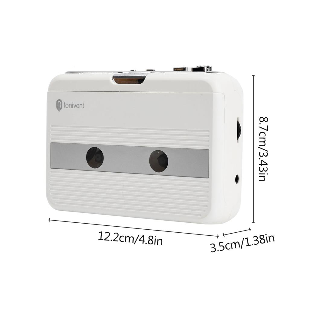 Mini Cassette Player Tape Record FM Radio with 3.5mm Headphone Jack Volume Control