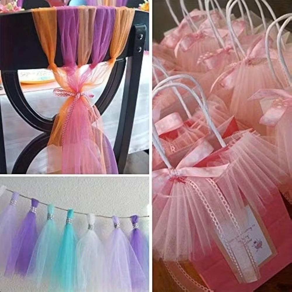 DIY Craft Sheer Tulle Fabric Ribbon Multi-clolor Party Decor Tulle Event Decoration