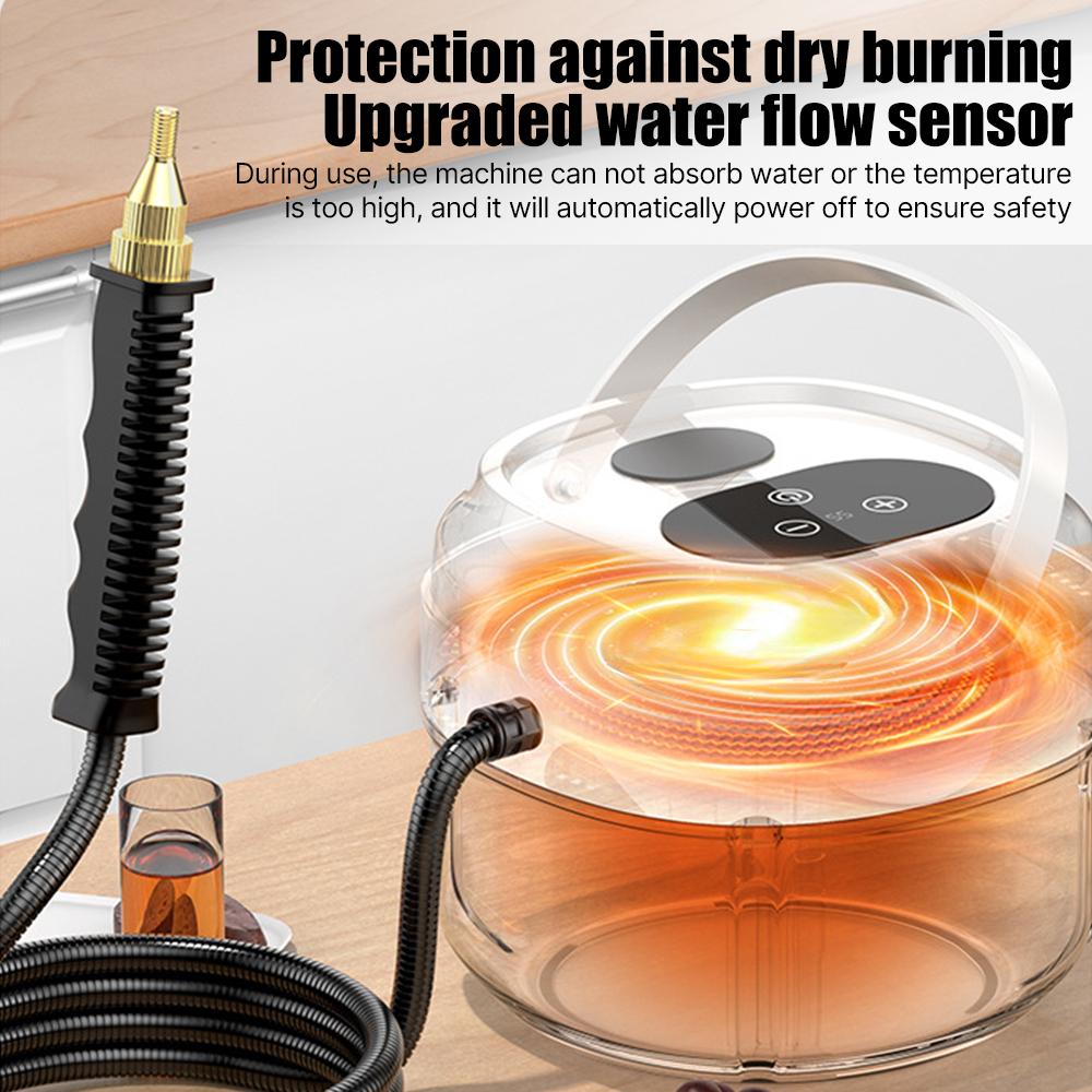 Pressurized Handheld Multi-surface Steam Cleaner with 3 Brushes and Extended Rod for Home Portable