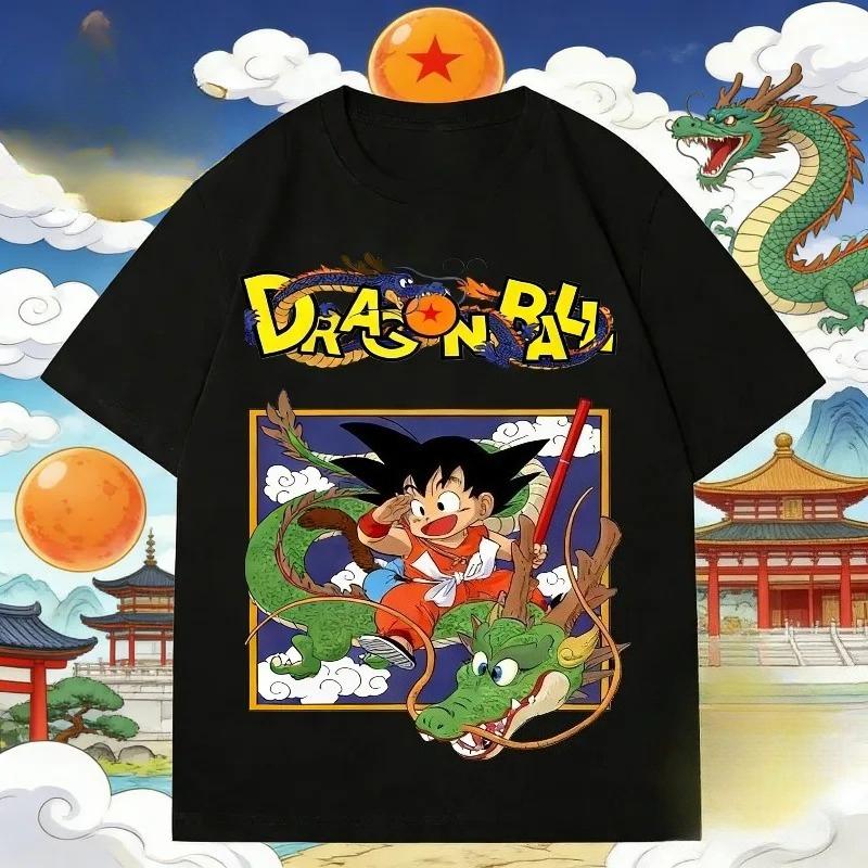 2026 Summer Dragon Ball Retro Cotton Unisexs TShirt Goku Shenron Classic Scene Design Casual Unisex Streetwear Y2k Top Tee