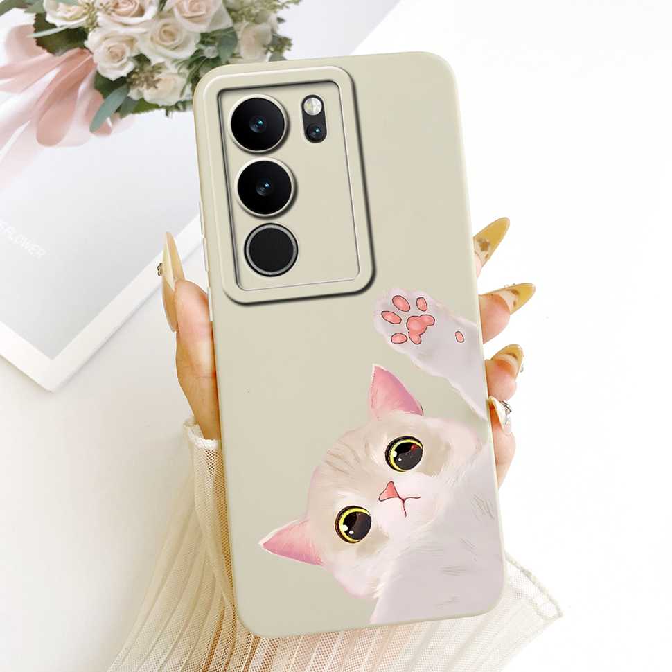 For vivo S17 V2283A Case Cute Cartoon Cat Butterfly Silicone Back Cover For Vivo S17 S17 Phone Protection Cases Fundas