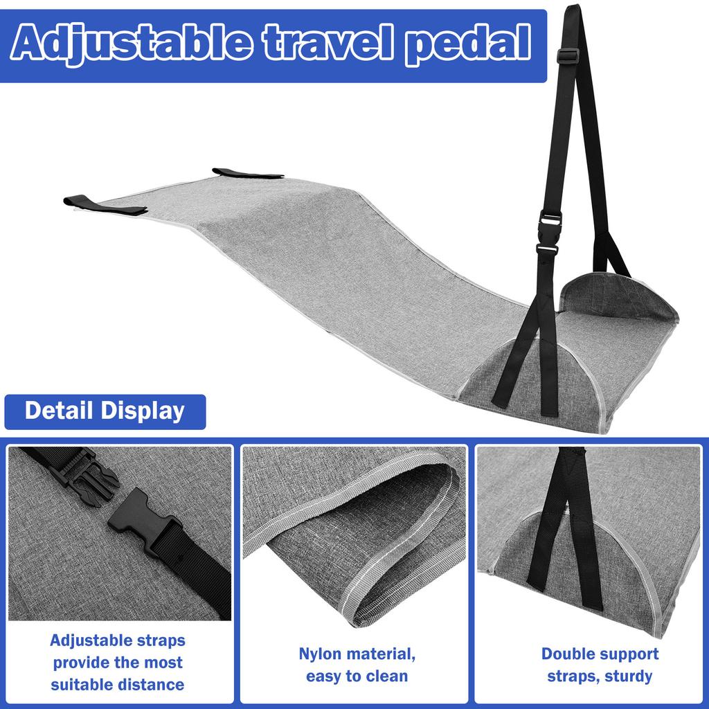 Airplane Foot Hammock Nylon Travel Foot Rest With Adjustable Strap Upgraded Comfortable Airplane Foot Sling for Travel Office