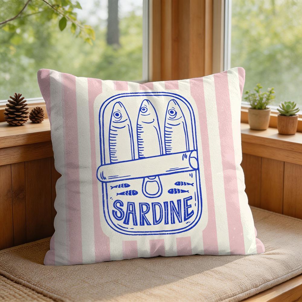 Sardine Cans Art Ins Cushion Cover Square Short Plush Pillow Case Living Room Sofa Home Decor Funda X