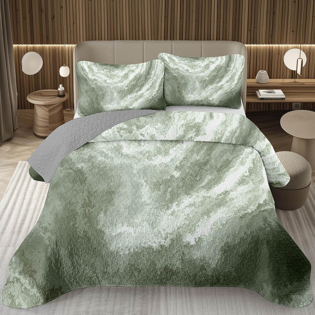 Marble Grain Bedspread Twin King,Abstract Marble Texture Design Quilted Marbling Coverlet Set Ink Fluid Art Quilt Set Home Decor