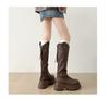 Queen Fan Black Retro Thick-soled Heightening Boots Women's 2025 New Summer Skinny Versatile Knight Boots