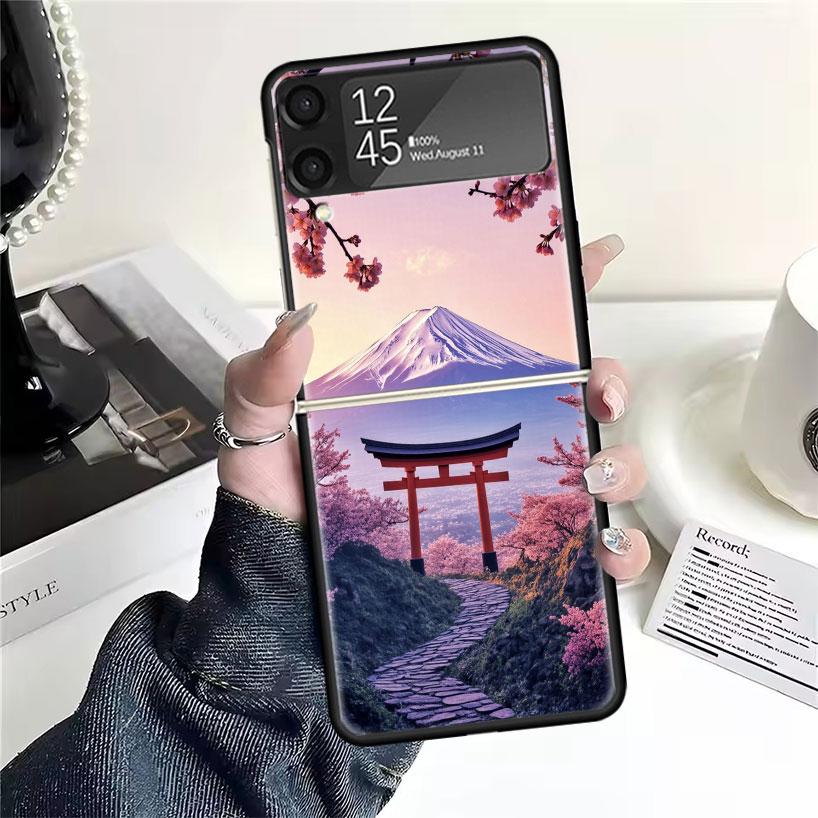 Японская вишня Гора Фудзи Чехлы Для Samsung Galaxy Z Flip 4 5 6 7 3 Z Flip7 Flip6 Flip4 Flip5 Flip3 5G Жесткий Ударопрочный Fundas C
