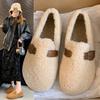 Fashion Spring Fall One Foot Stirrup Soft Bottom Furry Shoes Women Winter Outer Wear Korean Gentle Fairy Wind Soybean Shoes Padded Cotton Shoes