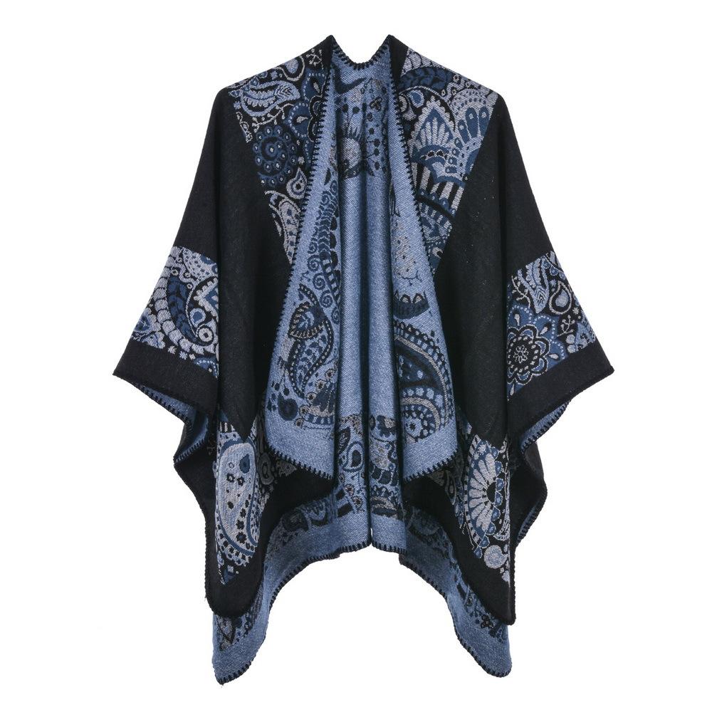 Ponchos Coat Cashmere Scarves Women Winter Warm Shawls And Wraps Pashmina Thick Capes Blanket Femme Scarf