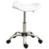 Salon and Spa Stool White Faux Leather - VIDAXL - Height Adjustable - Swivel - Castors