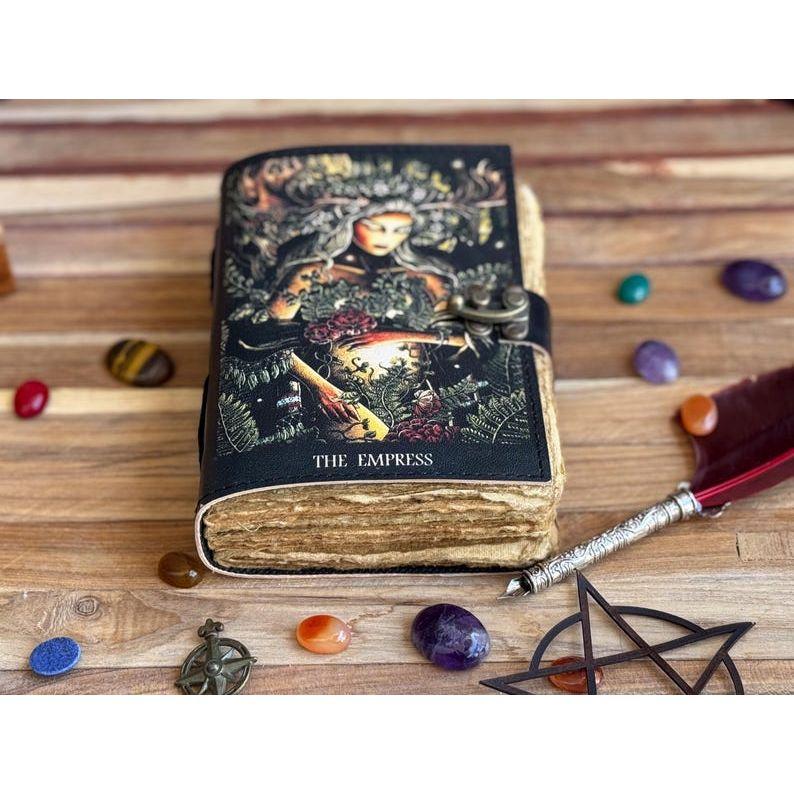 Пустой журнал Книга Теней с застежкой-замком, кожаный дневник ручной работы, напечатанная молитва Матери-Земле, языческий колдовской блокнот