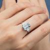 Серебряное кольцо 925 пробы с аквамарином и цирконием, регулируемое, женское