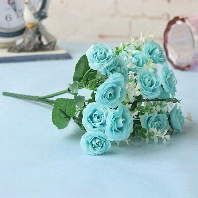Vibrant 15 Heads Fake Rose Silk Flower Bouquet Ideal For Home And Party Decoration