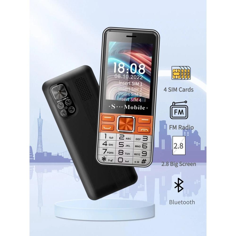 Низкая цена на мобильный телефон для пожилых людей с четырьмя SIM-картами, большим экраном 2,8 дюйма, большой кнопкой, большим аккумулятором, быстрым набором, недорогим сотовым телефоном для пожилых людей