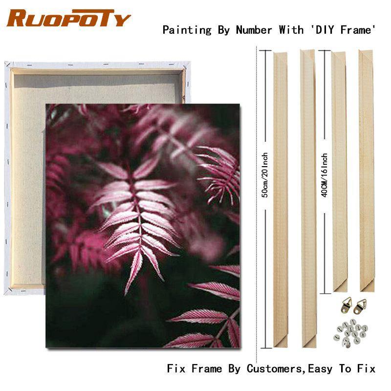 RUOPOTY DIY Frame Oil Painting By Numbers Flower Unique Gift On Canvas Wall Art Picture By Numbers For Living Room