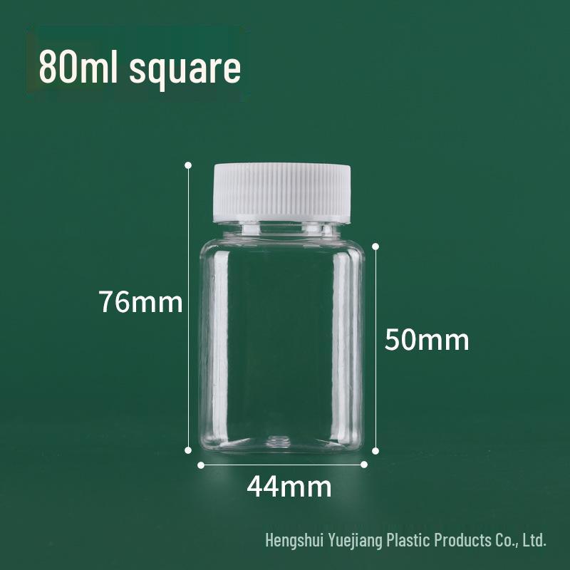 Transparent 100ml Wide Mouth PET Square Bottle for Capsules, Beads, or Dispensing