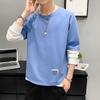 Мужская футболка с длинным рукавом весна и осень новый тренд осенней одежды осенняя одежда топы низ рубашки повседневная толстовка с круглым вырезом