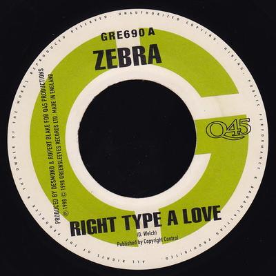 7-дюймовая пластинка ZEBRA / DELLY RANKS - Right Type A Love / Bun Him Up GRE690 Greensleeves Re 1998 UK Регги, Ска и Даб Б/У