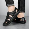 2024 Outdoor Men Summer Sandals Non-slip Walking Hiking Trekking Shoes Men Slippers Beach Wading Baotou Leather Sandals Travel
