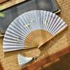 Винтажный китайский шик чонсам ханьфу веер древний стиль ткань ручная работа бамбуковые спицы складной веер танцевальное выступление портативный ручной веер