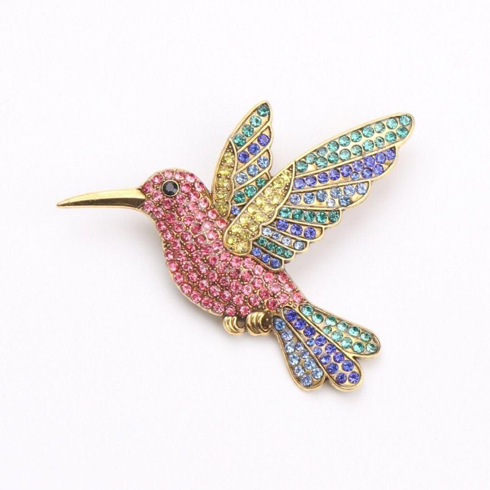 Elegant Hummingbird Brooches Sparkling Rhinestone Brooches Fashion Animal Brooches Prom