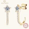 Fashion Personality Small Carat Star Mossanite Earrings Drop Female Fairy Girl S925 Sterling Silver Earrings