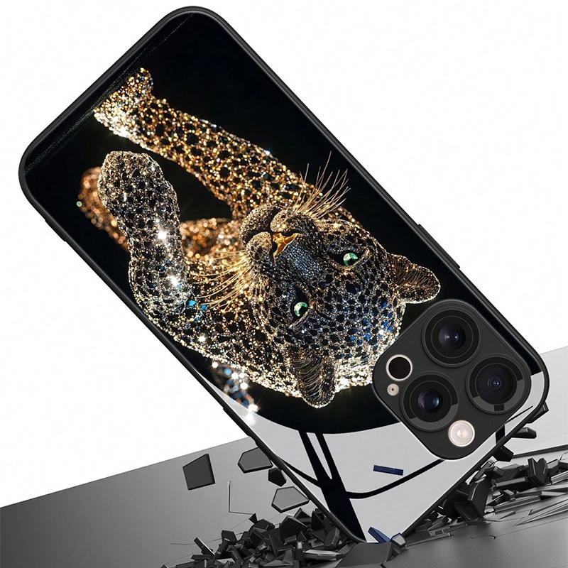 Крутой чехол для телефона из стекла с принтом животного леопарда для iPhone 16 17 Pro Max 11 12 13 14 15 Pro 16E 17Air 7 8 Plus XR XS X