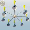 Sea Green Diablo Light | Handcrafted Illumination | Multidirectional Brass Chandelier With 8 Pair of Shades Stilnovo Lamp