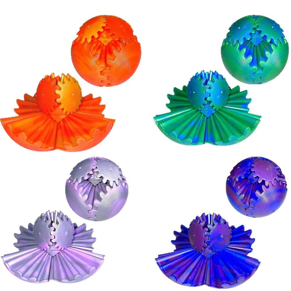 Eye-catching 3D Printed Gear Ball Gear Sphere Deformation Spin Ball Kids Toy 3D Gear Ball Desk Toy