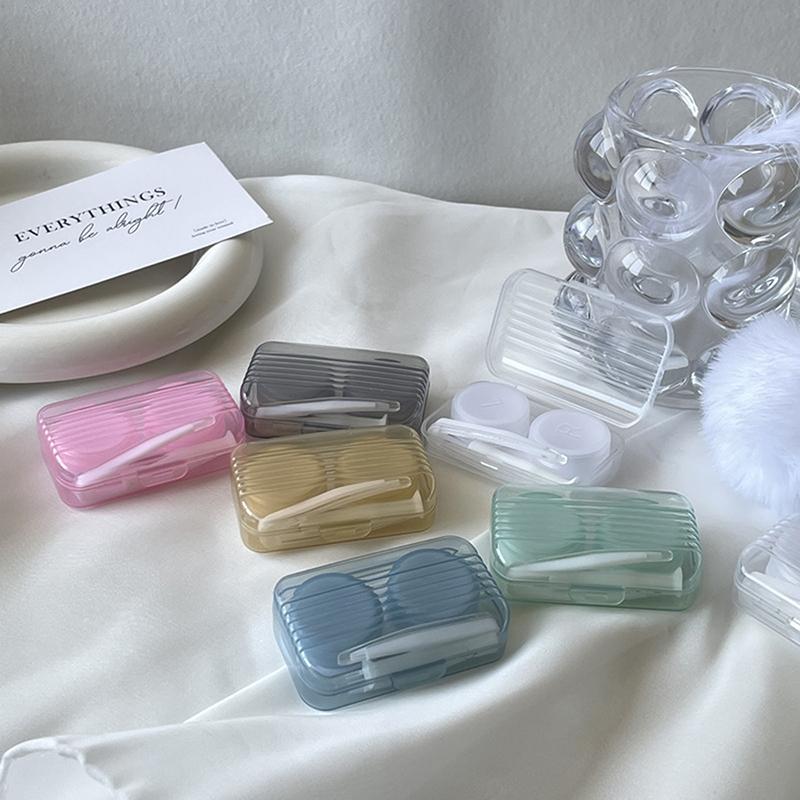 Милый футляр для контактных линз конфетного цвета для девочек, милый портативный набор для контактных линз, контейнер для хранения косметических линз