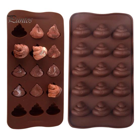 DIY Baking Kits for Kids Funny Poop Chocolate Mold, 15 Cavity Silicone Tray, Non-stick Heat Multipurpose Kitchen Tool Resistant Dessert Mold