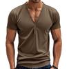 Men's Short Sleeve Henley Shirts Casual Solid Color Short Sleeve T Shirt for Men Polo Men Cotton Men's T Shirts