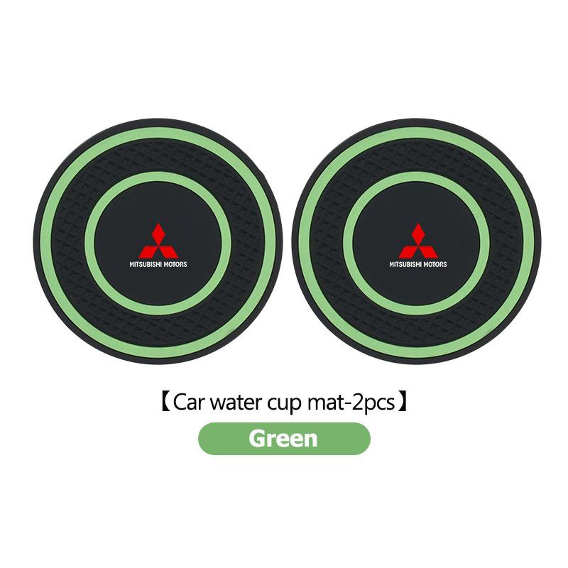 dnsh2 For Mitsubishi 2pcs Car Interior Coaster Non-Slip Water Cup Mat Waterproof Pad Lancer ASX Pajero Mirage Attrage Xpander