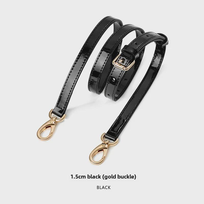 MHS-A-25 Черная блестящая лакированная сумка через плечо с регулируемым ремнем и пряжкой-шпилькой