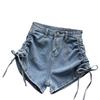 Модные универсальные джинсовые шорты на шнурке, женские летние, тонкие, с высокой талией, эластичные, тонкие, с широкими штанинами, супер короткие брюки