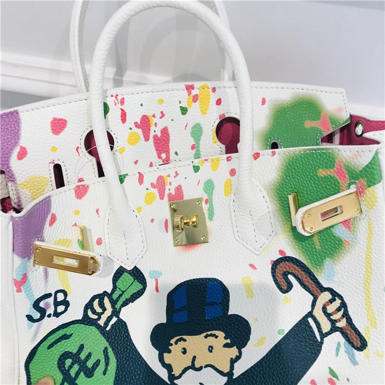 2021 Новый платиновый мешок первый слой коровья кожа окрашенный аэрозольной краской граффити сумка портативный наплечный мессенджер персонализированный женский мешок тренд