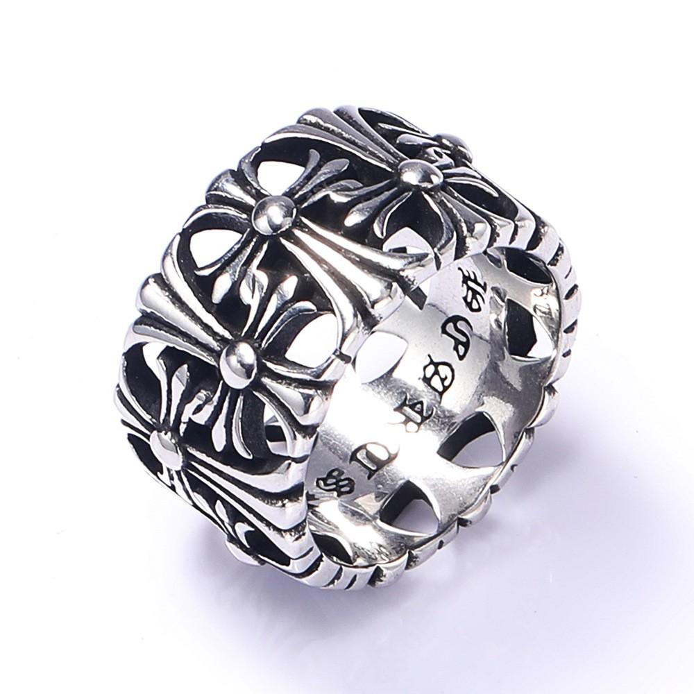 Men's Ring, Trendy Crommi Flower Men's Titanium Steel Ring