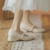 Mary Jane Shoes Spring Shallow Mouth Square Head Evening Shoes Gentle Wind Low Heel Thick Heel Fairy Single Shoes Female