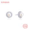 Линдон стерлингового серебра 925 пробы синтетический жемчуг серьги серьги-капли для женщин подарки на свадьбу