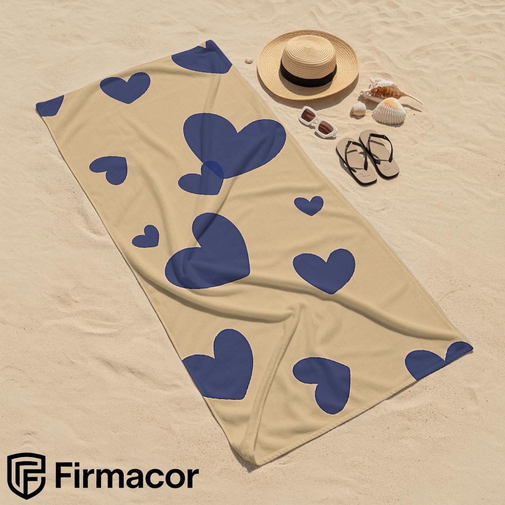 Blue Heart Microfiber Beach Towel Quick Dry Sand Free Oversized Soft Absorbent Bath Towel for Swimming Pool Travel Gym