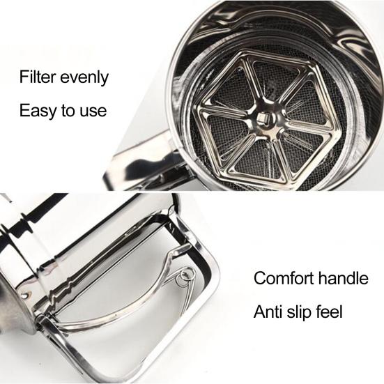 Просеиватель для муки Эргономика Равномерная фильтрация Тип ручного пресса Нескользящий фильтр Полуавтоматическое сито для муки Чашка для муки Кухонный гаджет